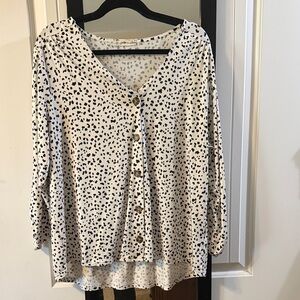 Women's Black and White Polka Dot Top